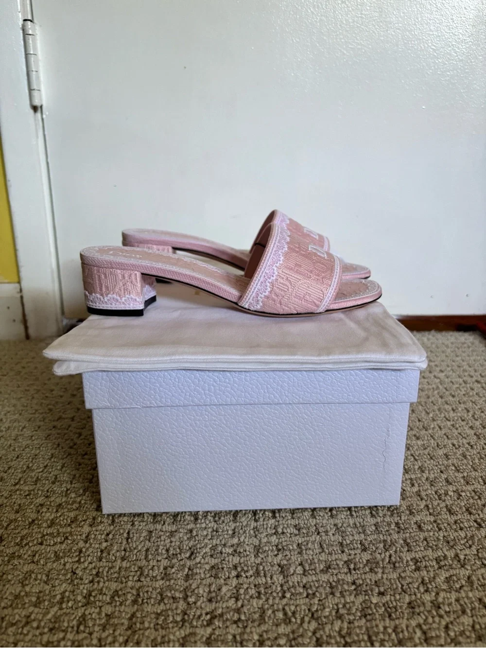 Dior Blush Pink Embroidered Slide Mules - Picture 4 of 7